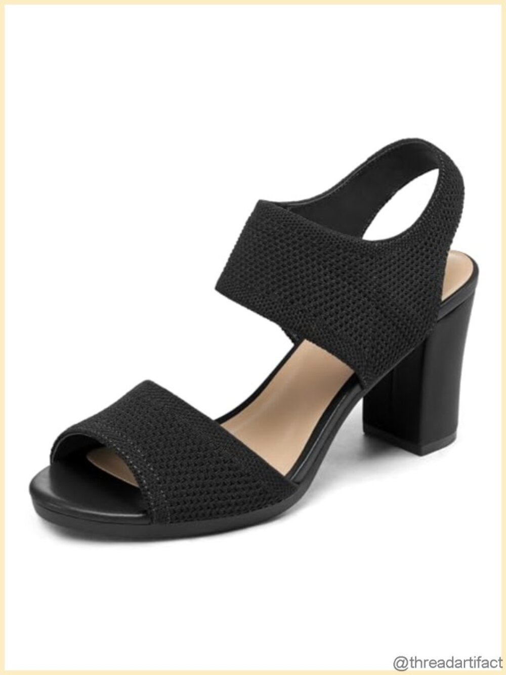Women's Chunky Block Heel Slingback Open Toe Sandals Knit